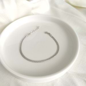 YASSI GÜMÜŞ 3 MM ZİNCİR BİLEKLİK 17+3 CM