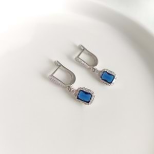 İTHAL LACİ TAŞLI J HALKA GÜMÜŞ KÜPE