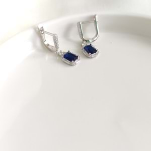 İTHAL LACİ TAŞLI J HALKA GÜMÜŞ KÜPE