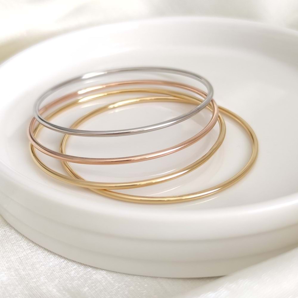 6,5 CM ÇELİK İNCE BOMBELİ AJDA BİLEZİK 1 ADET - ALTIN SARI