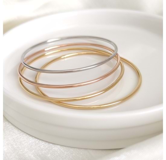 6,5 CM ÇELİK İNCE BOMBELİ AJDA BİLEZİK 1 ADET - ALTIN SARI