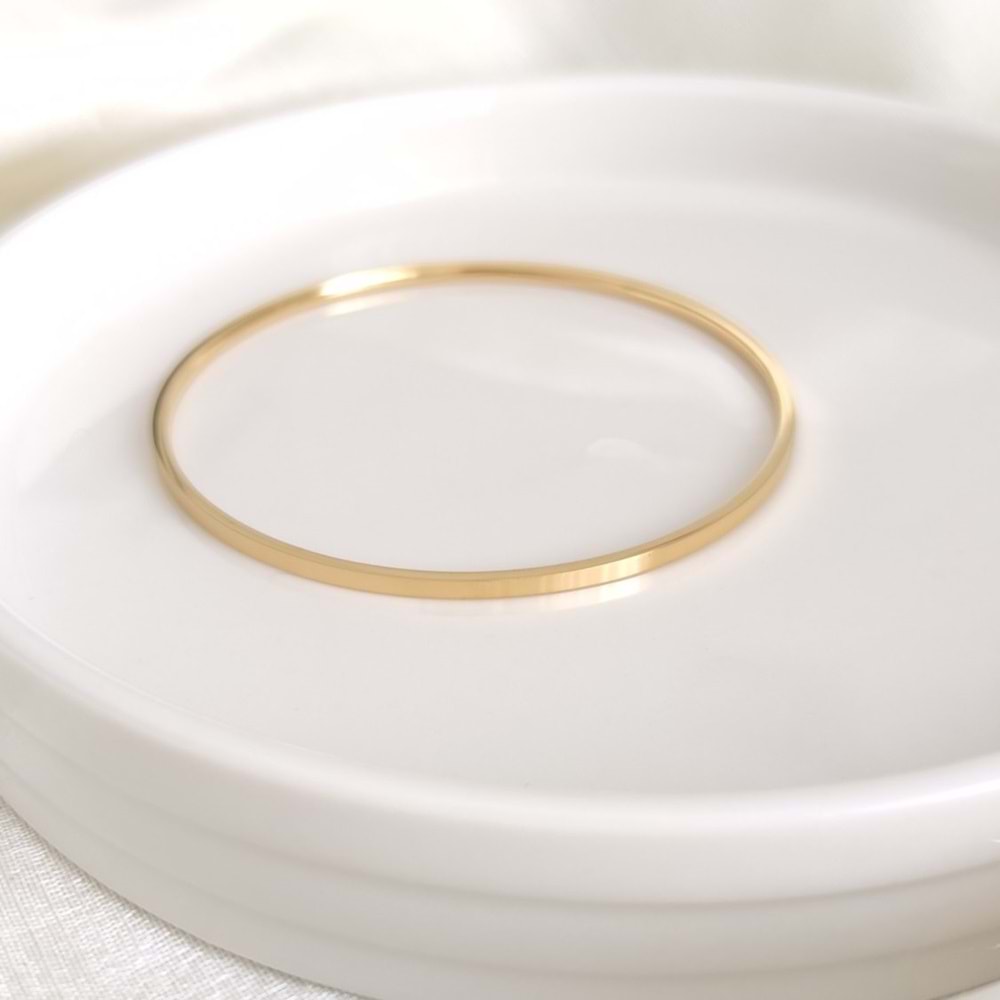 6,5 CM ÇELİK İNCE DÜZ AJDA BİLEZİK 1 ADET - ALTIN SARI