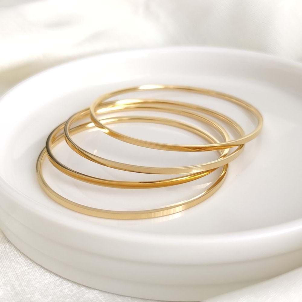 6,5 CM ÇELİK İNCE DÜZ AJDA BİLEZİK 1 ADET - ALTIN SARI