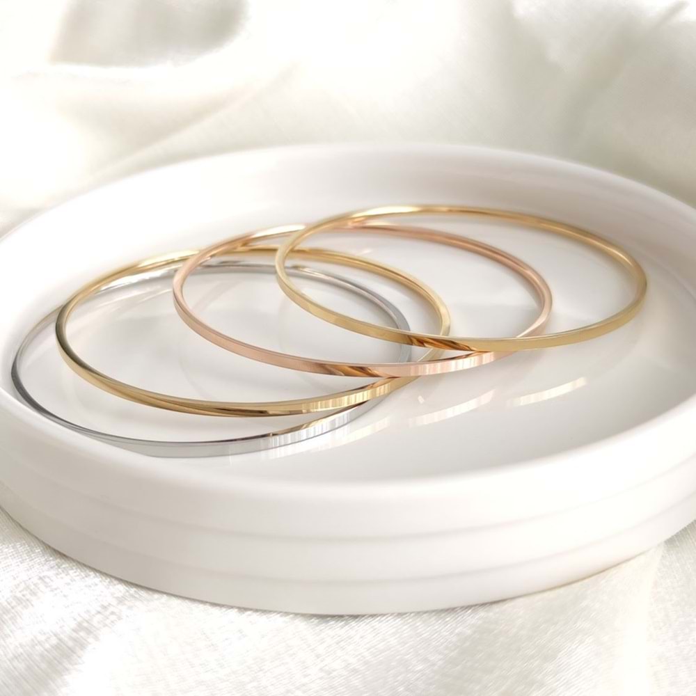 6,5 CM ÇELİK İNCE DÜZ AJDA BİLEZİK 1 ADET - ALTIN SARI