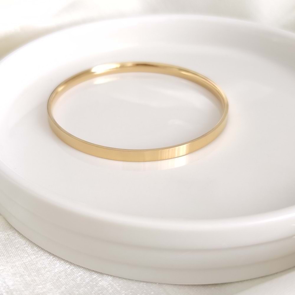 6,5 CM ÇELİK KALIN DÜZ AJDA BİLEZİK 1 ADET - ALTIN SARI