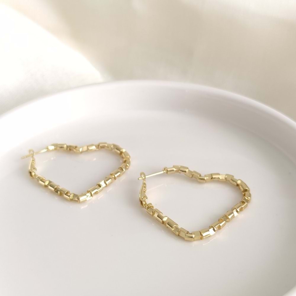 XUPING 3 CM BÜYÜK KALP HALKA KÜPE GOLD