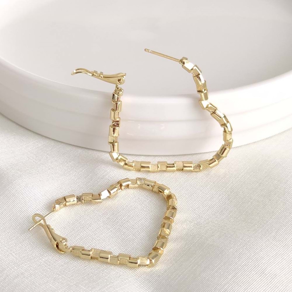 XUPING 3 CM BÜYÜK KALP HALKA KÜPE GOLD