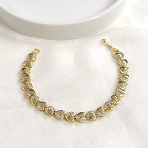 XUPING TAŞ DETAYLI KALP SU YOLU BİLEKLİK GOLD 17CM