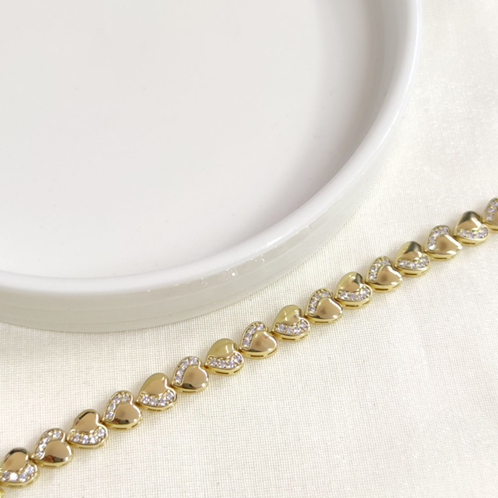 XUPING TAŞ DETAYLI KALP SU YOLU BİLEKLİK GOLD 17CM