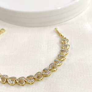 XUPING TAŞ DETAYLI KALP SU YOLU BİLEKLİK GOLD 17CM