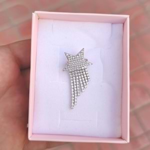 TAŞLI SÜZME YILDIZ BROŞ 2 CM