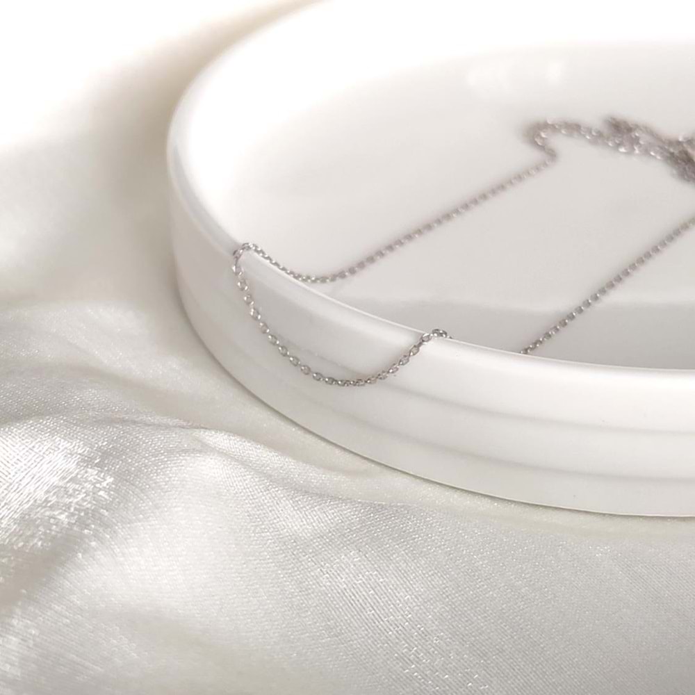 40+5 CM 30 MİKRON FORSE GÜMÜŞ ZİNCİR KOLYE - RODYUM BEYAZ