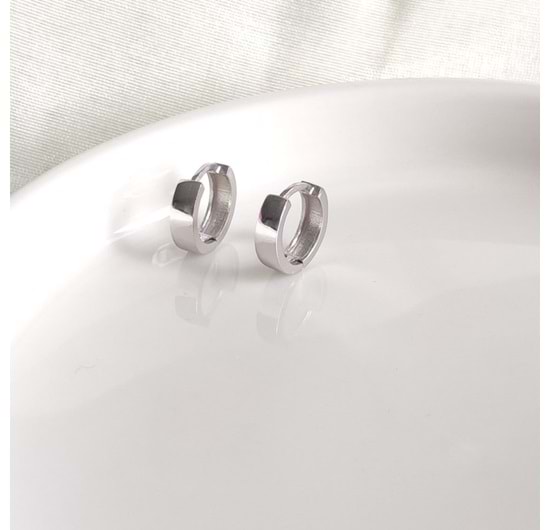 1 CM DÜZ HALKA GÜMÜŞ KÜPE - RODYUM BEYAZ