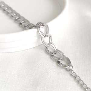 ÇELİK SAMANYOLU ZİNCİR BİLEKLİK 16+3 CM - BEYAZ