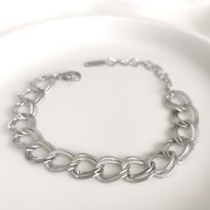 ÇELİK SAMANYOLU ZİNCİR BİLEKLİK 16+3 CM - BEYAZ