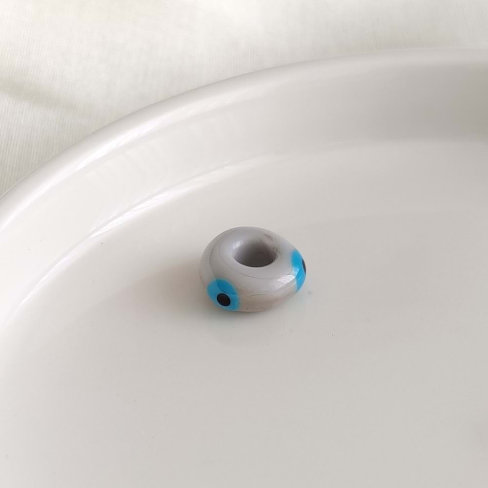 RENKLİ MURANO GÖZLÜ SİLİNDİR BONCUK 1 ADET - GRİ