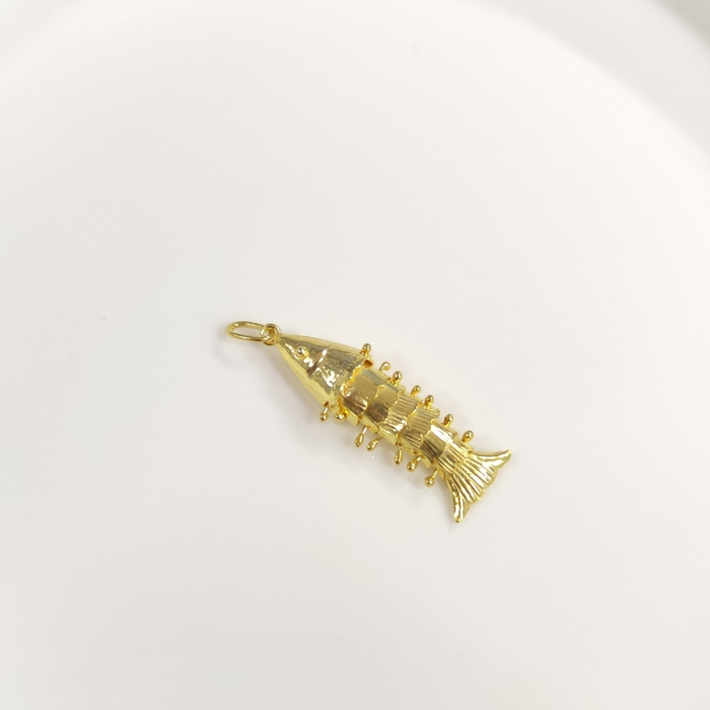 HAREKETLİ SALLANAN BALIK KOLYE UCU 3 CM - ALTIN SARI