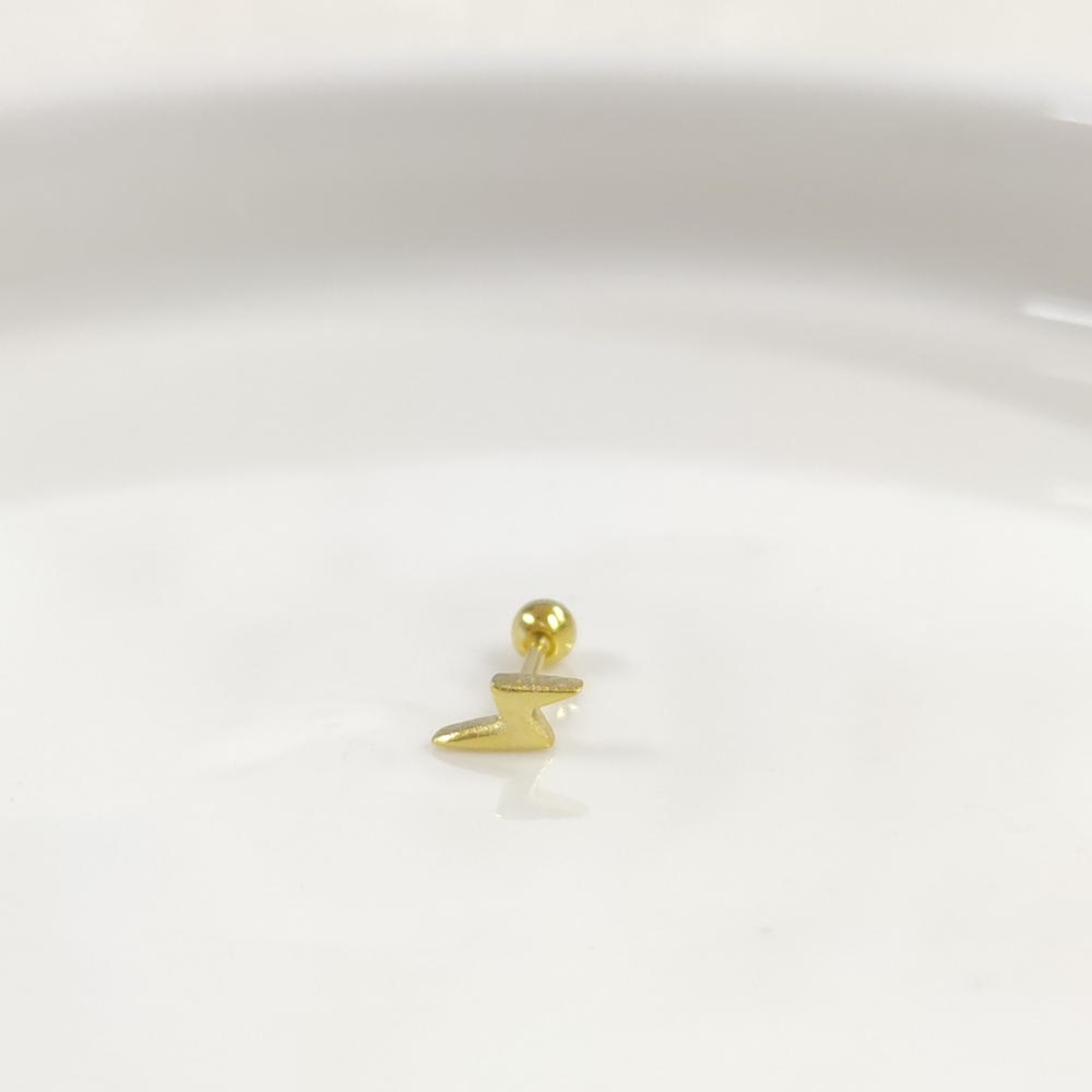 TAŞSIZ ŞİMŞEK GÜMÜŞ TRAGUS PIERCING - ALTIN SARI