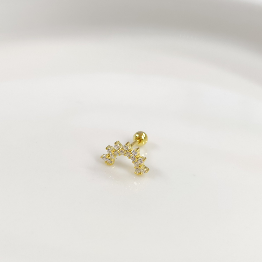 BEYAZ TAŞLI GÖKKUŞAĞI GÜMÜŞ TRAGUS PIERCING