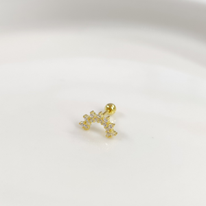 BEYAZ TAŞLI GÖKKUŞAĞI GÜMÜŞ TRAGUS PIERCING