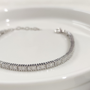 BAGET ŞERİT SU YOLU GÜMÜŞ BİLEKLİK 17 + 3 CM