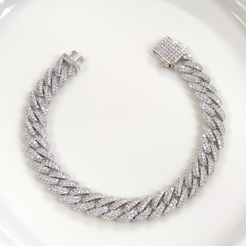 16 CM TAŞLI GURMET ZİNCİR GÜMÜŞ BİLEKLİK