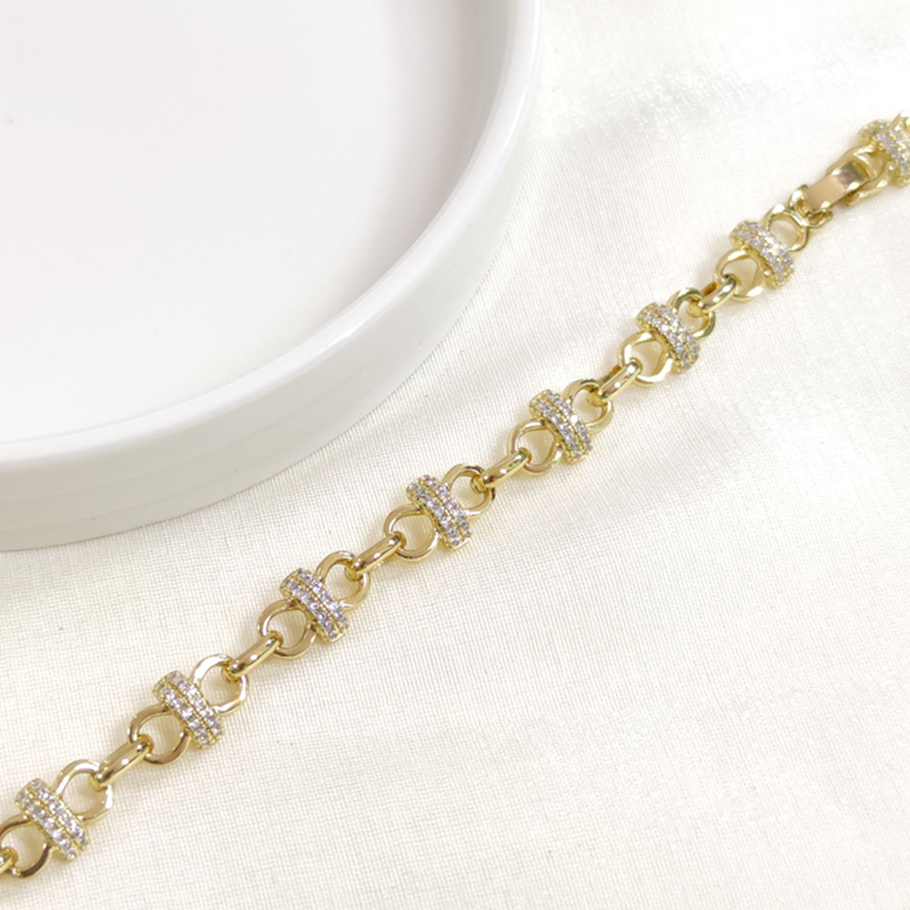 XUPING TAŞLI SONSUZLUK BİLEKLİK 18+2 CM GOLD