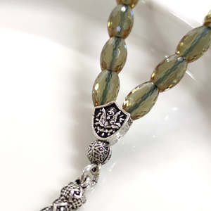 SULTANİT TAŞLI GÜMÜŞ AY YILDIZ UÇLU TESBİH