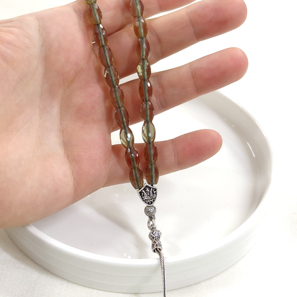 SULTANİT TAŞLI GÜMÜŞ AY YILDIZ UÇLU TESBİH