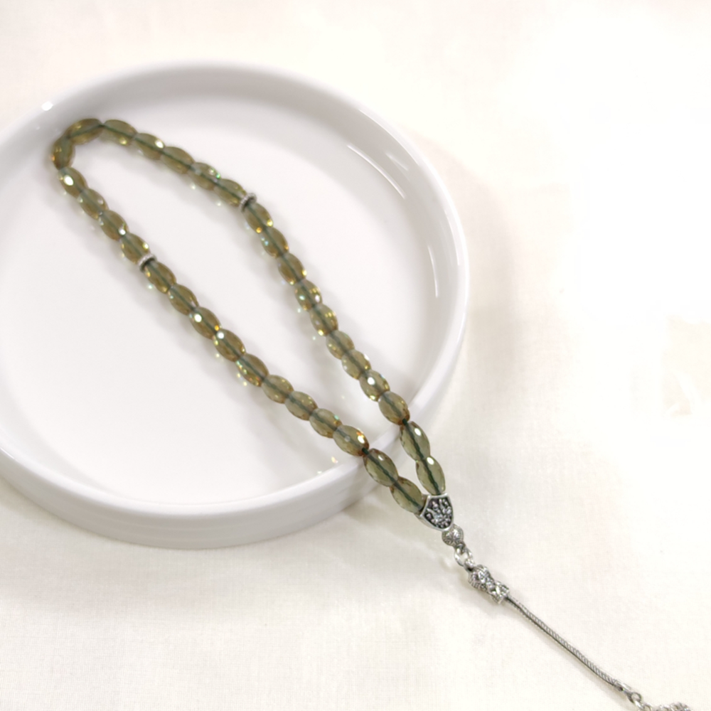 SULTANİT TAŞLI GÜMÜŞ AY YILDIZ UÇLU TESBİH