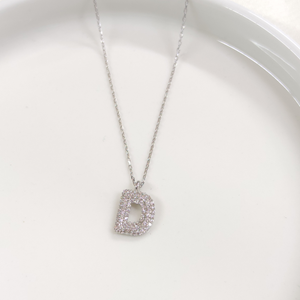 D TAŞLI GÜMÜŞ HARF KOLYE - RODYUM BEYAZ