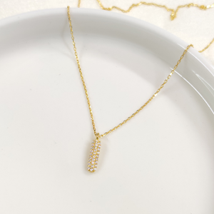 I TAŞLI GÜMÜŞ HARF KOLYE - ALTIN SARI