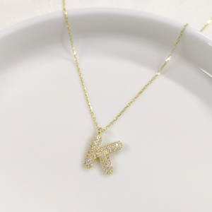 K TAŞLI GÜMÜŞ HARF KOLYE - ALTIN SARI