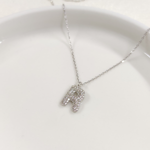 R TAŞLI GÜMÜŞ HARF KOLYE