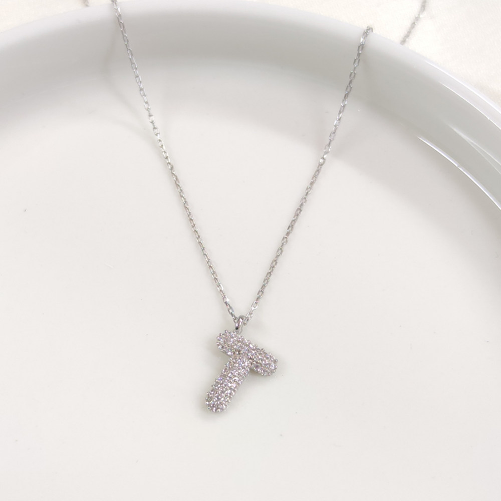 T TAŞLI GÜMÜŞ HARF KOLYE