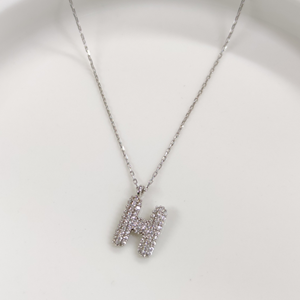 H TAŞLI GÜMÜŞ HARF KOLYE