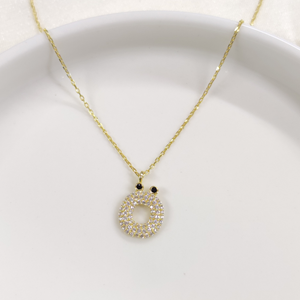 Ö TAŞLI GÜMÜŞ HARF KOLYE - ALTIN SARI