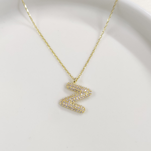 Z TAŞLI GÜMÜŞ HARF KOLYE - ALTIN SARI