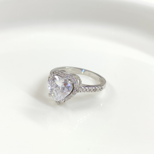 12 MM TEK TAŞ KALP GÜMÜŞ YÜZÜK - 10