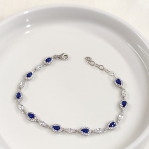 SAFİR LACİ DAMLA SU YOLU GÜMÜŞ BİLEKLİK 17+3 CM