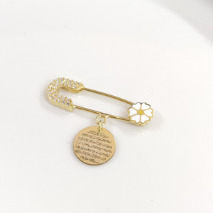 AYETEL KÜRSİLİ PAPATYALI GÜMÜŞ BEBEK İĞNESİ