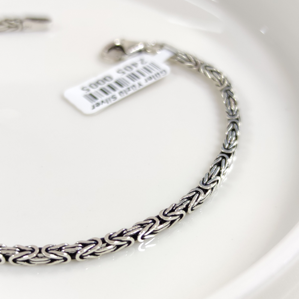 2,3 MM GÜMÜŞ KARE KRAL ZİNCİR BİLEKLİK 20 CM