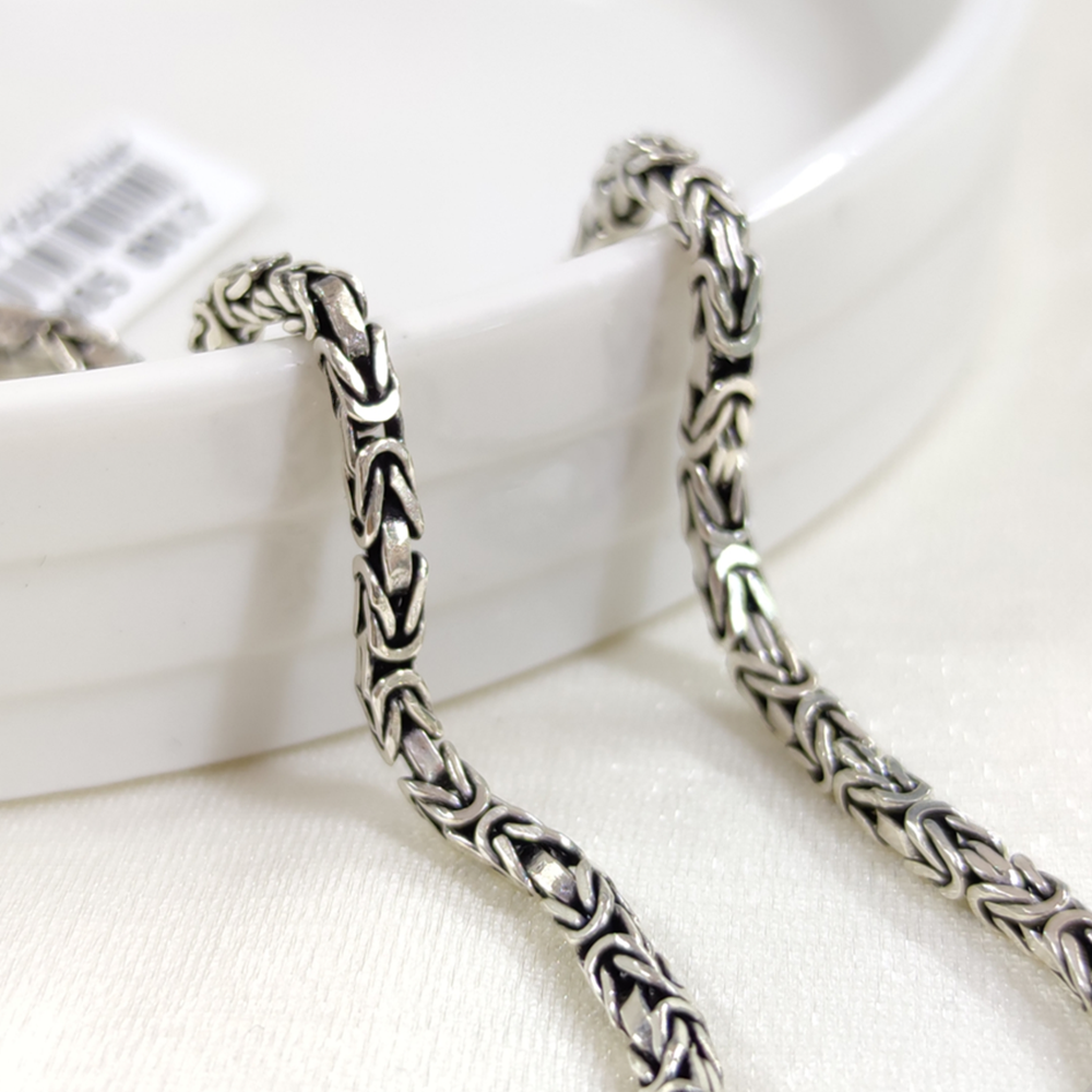 2,70 MM GÜMÜŞ KARE KRAL ZİNCİR BİLEKLİK 20 CM