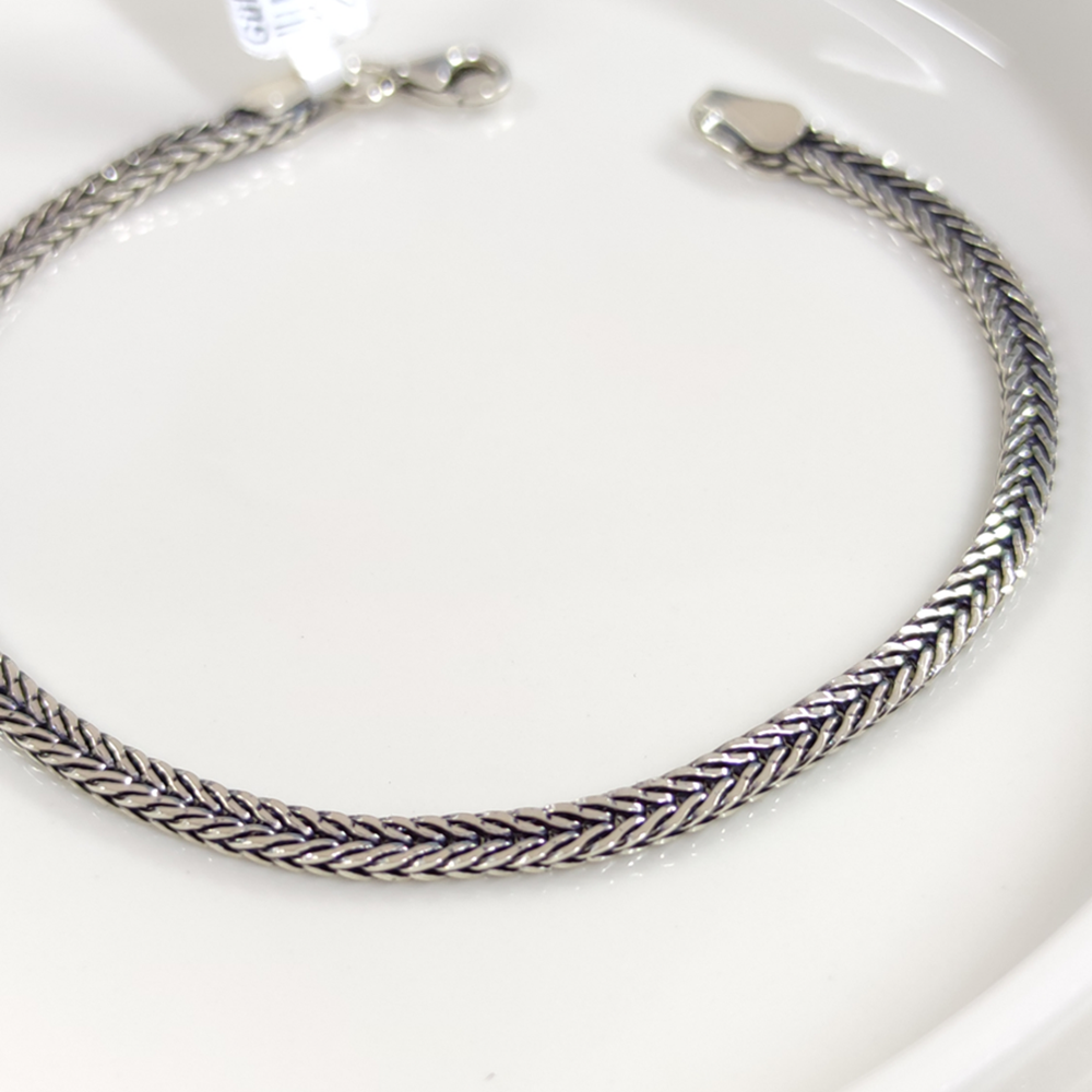 3,30 MM GÜMÜŞ TİLKİ KUYRUĞU YASSI ZİNCİR BİLEKLİK - 19