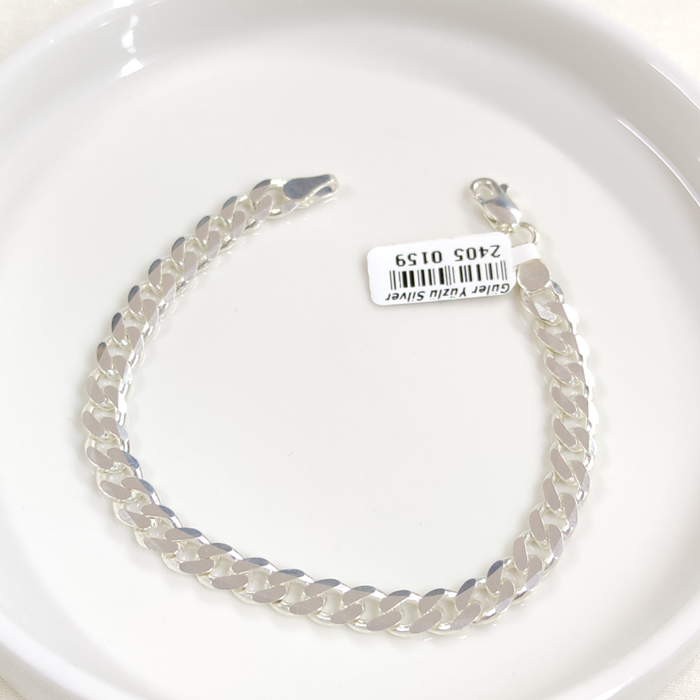 7,5 MM GURMET ZİNCİR GÜMÜŞ BİLEKLİK 20 CM