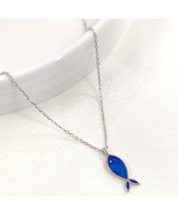 MİNELİ LACİ 1,6 CM BALIK GÜMÜŞ KOLYE