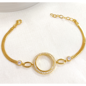 TEK SIRA TAŞLI YILAN ZİNCİRLİ ÇEYREK ALTIN KONULABİLEN GÜMÜŞ BİLEKLİK