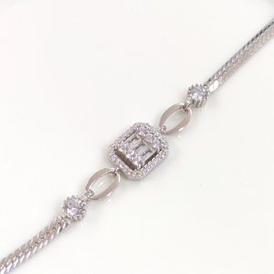 YILAN YASSI ZİNCİRLİ BAGET GÜMÜŞ BİLEKLİK - RODYUM BEYAZ