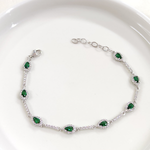 ZÜMRÜT ZİRKON DAMLA SU YOLU GÜMÜŞ BİLEKLİK