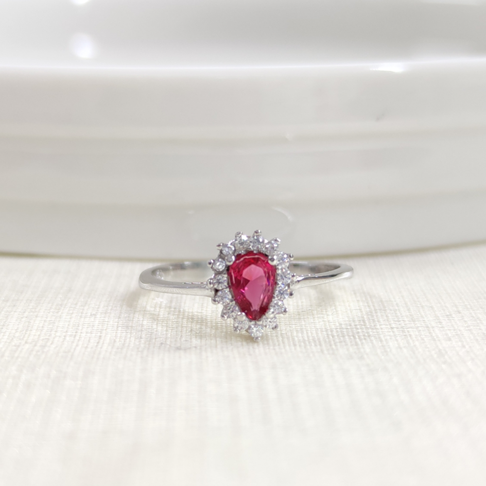 FUŞYA TAŞLI DAMLA GÜMÜŞ YÜZÜK - 18